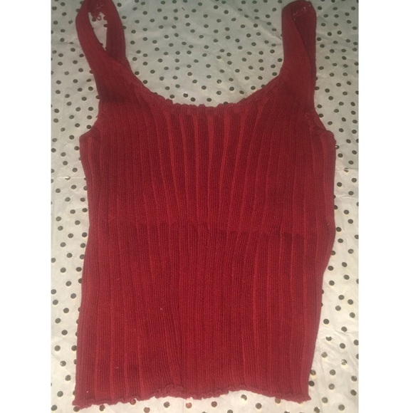 Maroon ribbed tank top - Picture 3 of 6